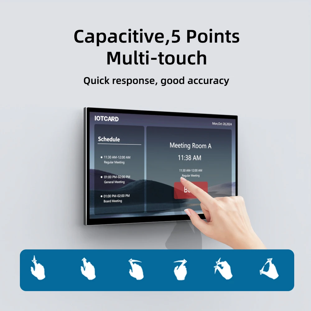 Meeting Scheduling Panel Meeting Schedular 14 inch Conference Booking System Tablet with LED Lights PoE Panel for Office