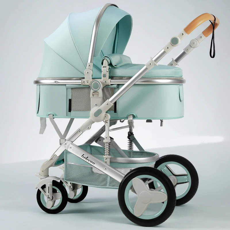 High Landscape Baby Stroller 2 in 1 Portable Baby Pram Can Sit Can Lie Newborn Pushchair