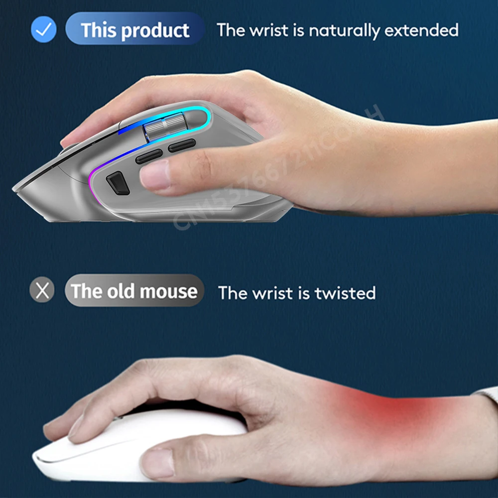 Rato Ergonômico sem Fio Recarregável 2.4g do Negócio 2.4g do Escritório do Rato de Bluetooth para o Computador Portátil - Imagem 6