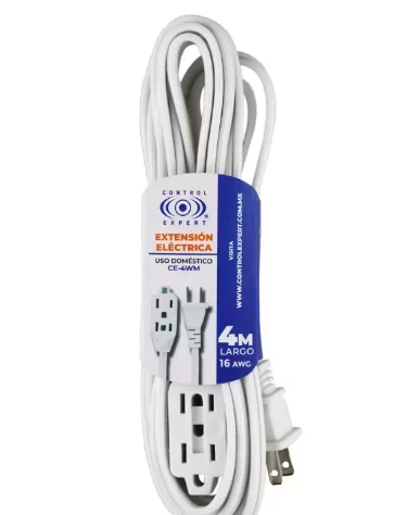 Alargador Eléctrico para el Hogar y la Oficina de 2 metros de color blanco