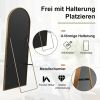 Anajqaqia Туалетное зеркало, арочное зеркало в полный рост, изогнутое стоящее зеркало, рама из алюминиевого сплава, закаленное стекло, для спальни — изображение 4