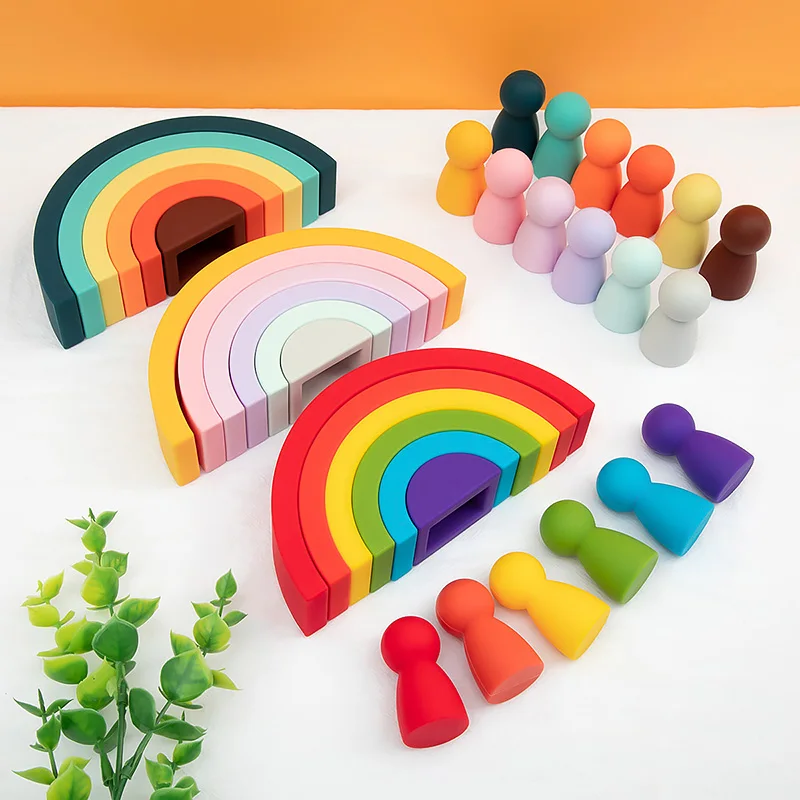 Educational Toys Stacking Puzzle Toys Stacking Toys 6/10pcs Baby Silicone Building Block