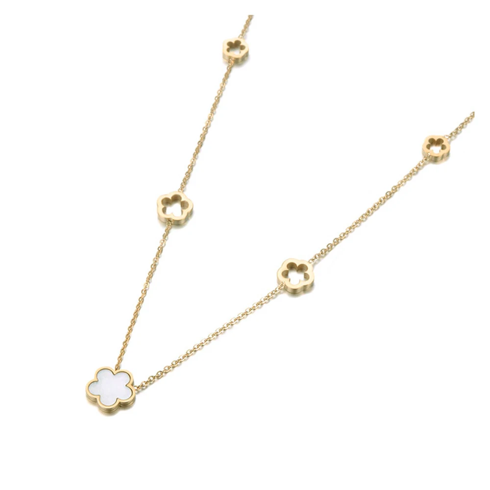 Jewelry Sets Jewelry Set Lokaer Stainless Steel White Shell Flower Charm Pendant Necklace Ring Bracelet Earrings Wedding Jewelry Set For Women SE059