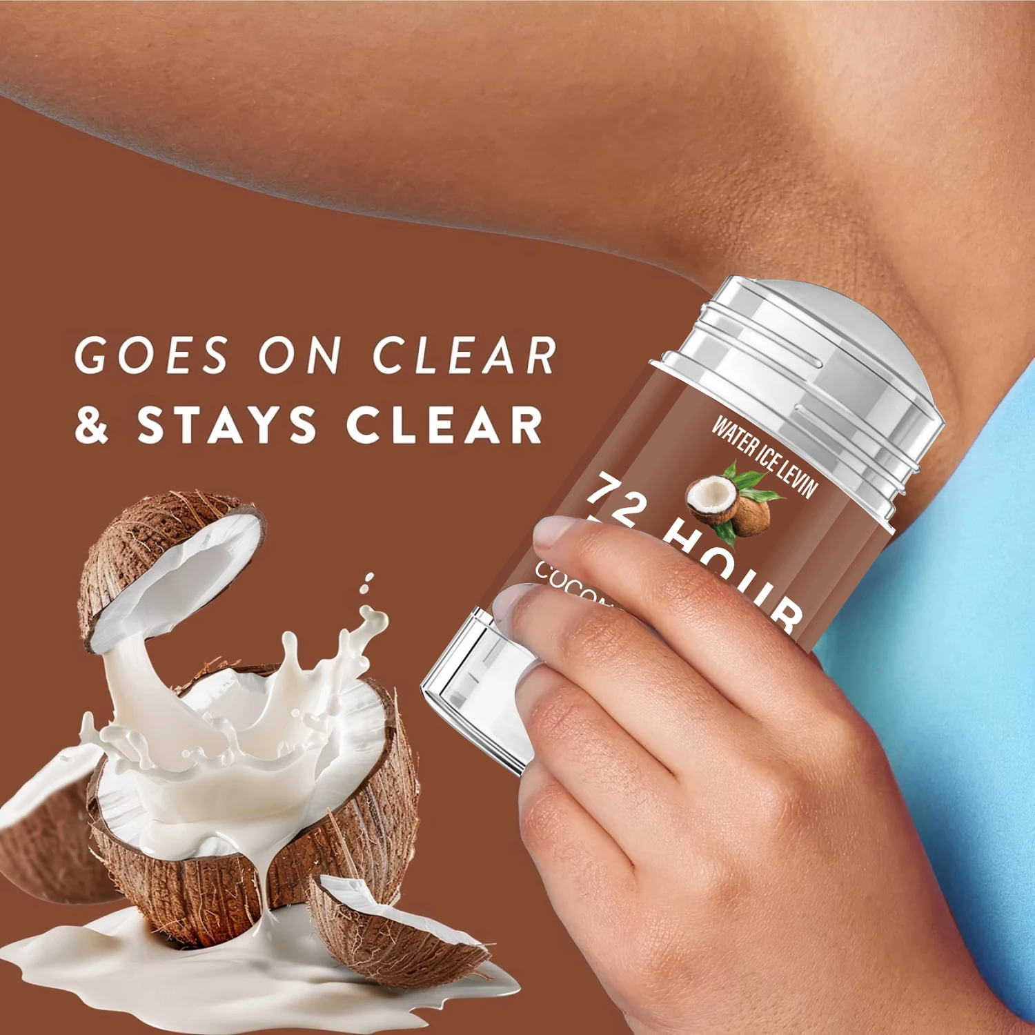 Deodorante Stick Water Ice Levin Profumo di Cocco e Vaniglia Protezione dagli Odori 72H Prodotto Naturale Delicato e Rinfrescante per la Cura del Corpo 45g - immagine 3
