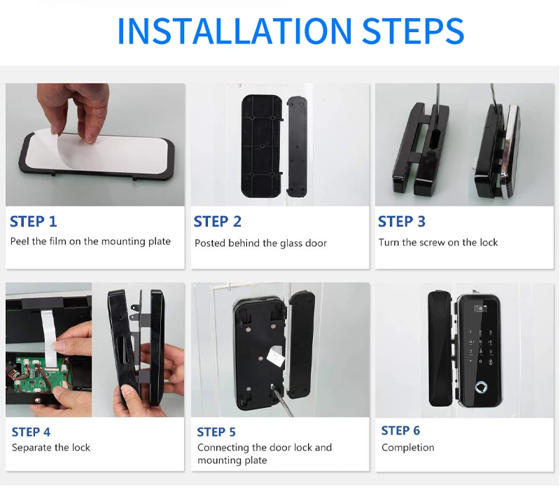 Tuya App Smart WIFI Lock Office Intelligent Fingerprint Digital Glass Door Lock