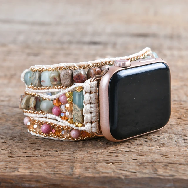 Semeprécieuse – Bracelet de montre Apple pour hommes et femmes, perles Cool, 3 pièces, corde Vegan, accessoires 1