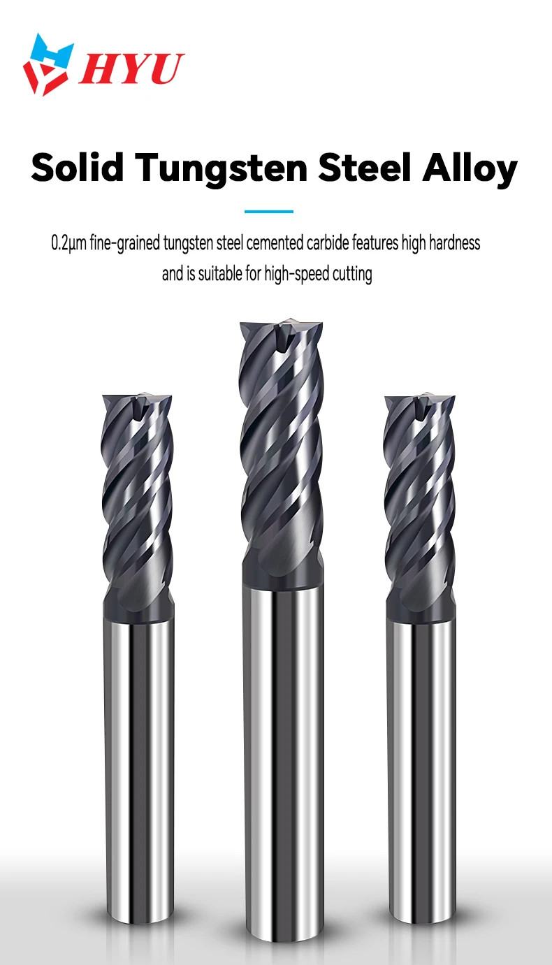 HYU Schaftfräser HRC 55 CNC Vollhartmetall-Schaftfräser Stahlschneider 4 Nuten 6 8 10 12 16 20 mm Fräser Metallschneider Fräswerkzeuge – Detail 16