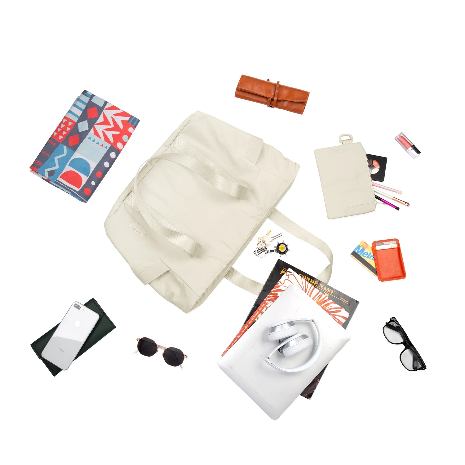 BAGSMART Women Tote Bag University Large Shoulder Bag Nylon Handle Handbag Casual Women Handbag Big Carry Shopper Bag