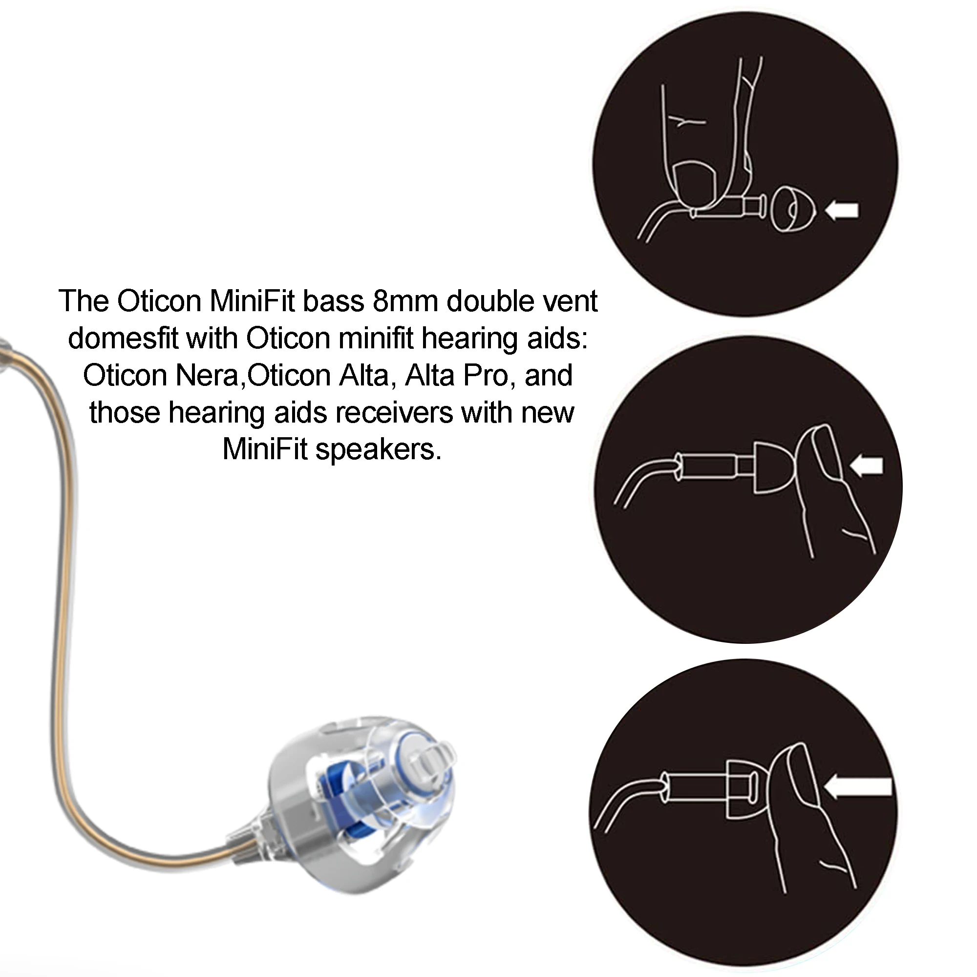 For Oticon Replacements for Double Vent Domes Open 8mm Dome Hearing Aid Domes Supplies 4