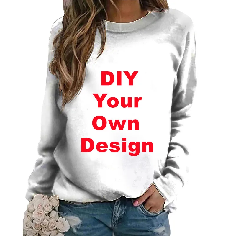 

DIY Custom Your Own Design Picture/Brand/Logo Women's Long Sleeve O Neck/V Neck Pullover Tops Customized 3D Print Casual Blouses