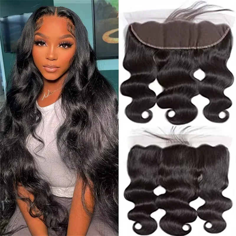 200% Ear to Ear Body Wave 13x4 Lace Frontal 4x4/5x5 Lace Closure Human Hair HD Transparent Water Wave Hair Extensions