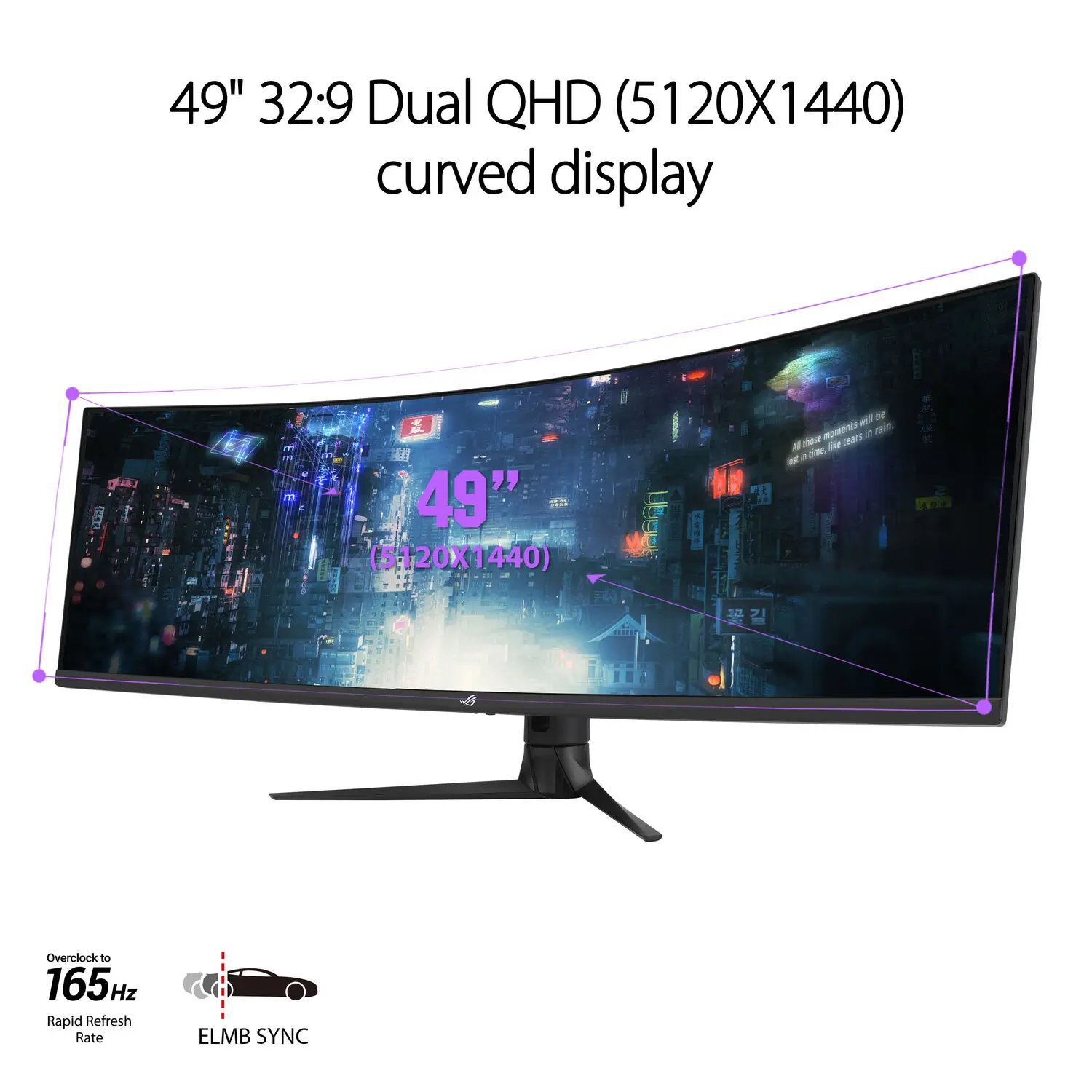 ASUS 게이머 리퍼블릭 울트라 와이드 게이밍 모니터, Strix XG49WCR, 49 인치, 1440p HDR, 165 Hz