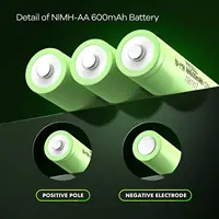 4/8/16/30PC PKCELL NiMH AA 600mAh 1.2V Rechargeable Battery Pre-Charged Rechargeable Batteries for Solar Lamps, Solar Lights 5