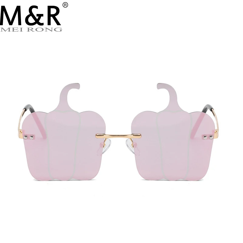 

2023 New Frameless Pumpkin Sunglasses Shaped Colorful Men's Glasses Fashion Nightclub Party Women's Decoration UV400