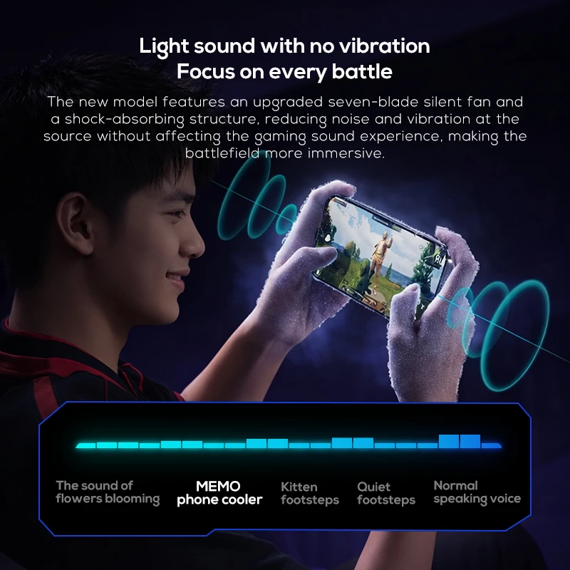 메모 CX20 마그네틱 폰 쿨러 강력 냉각 디지털 전력 표시 마그네틱 클립 RGB 조명 무소음 쿨링 모바일 게임용