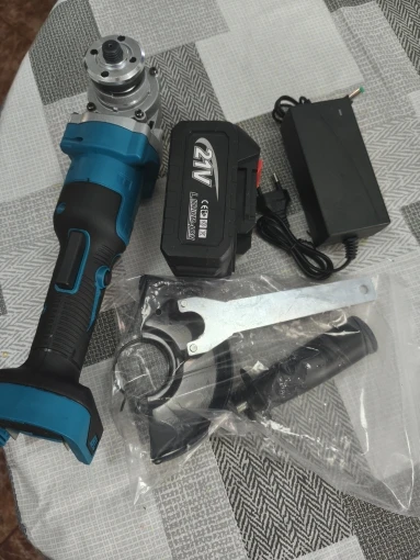 Amoladora angular eléctrica sin escobillas, 3 velocidades inalámbrica de máquina de corte, herramienta eléctrica de carpintería para batería Makita de 18v, 125MM photo review