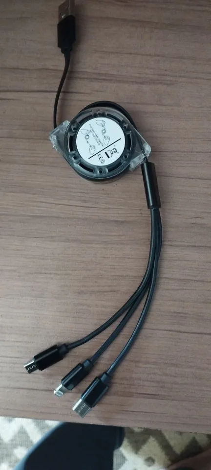 Cabo carregador 3 em 1retrátil 3A para Android/Universal Micro Type-C/Data 3 photo review