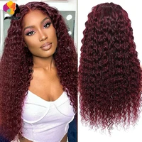 Bourgogne vague d'eau perruques de cheveux humains pour les femmes noires 13X6 13x4 dentelle avant perruque de cheveux humains Remy bouclés cheveux humains dentelle frontale perruques 2