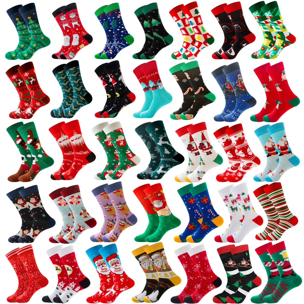 Christmas Socks Colorful Creative Fun Socks Children Cute Sock Christmas Gift Elk Snowman Santa Printed for Men Women