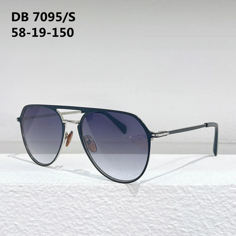 DB 7095/S 순수 티타늄 오리지널 선글라스, 타원형 더블 브리지 남성 패션, 세련된 안경 케이스 포함, 여성 태양광 안경