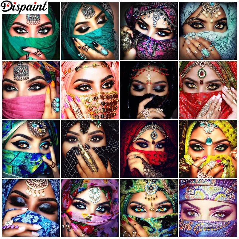 

Алмазная живопись Dispaint, вышивка крестиком, 5D алмазная вышивка «Красавица глаз», домашний декор, «сделай сам», алмазная живопись