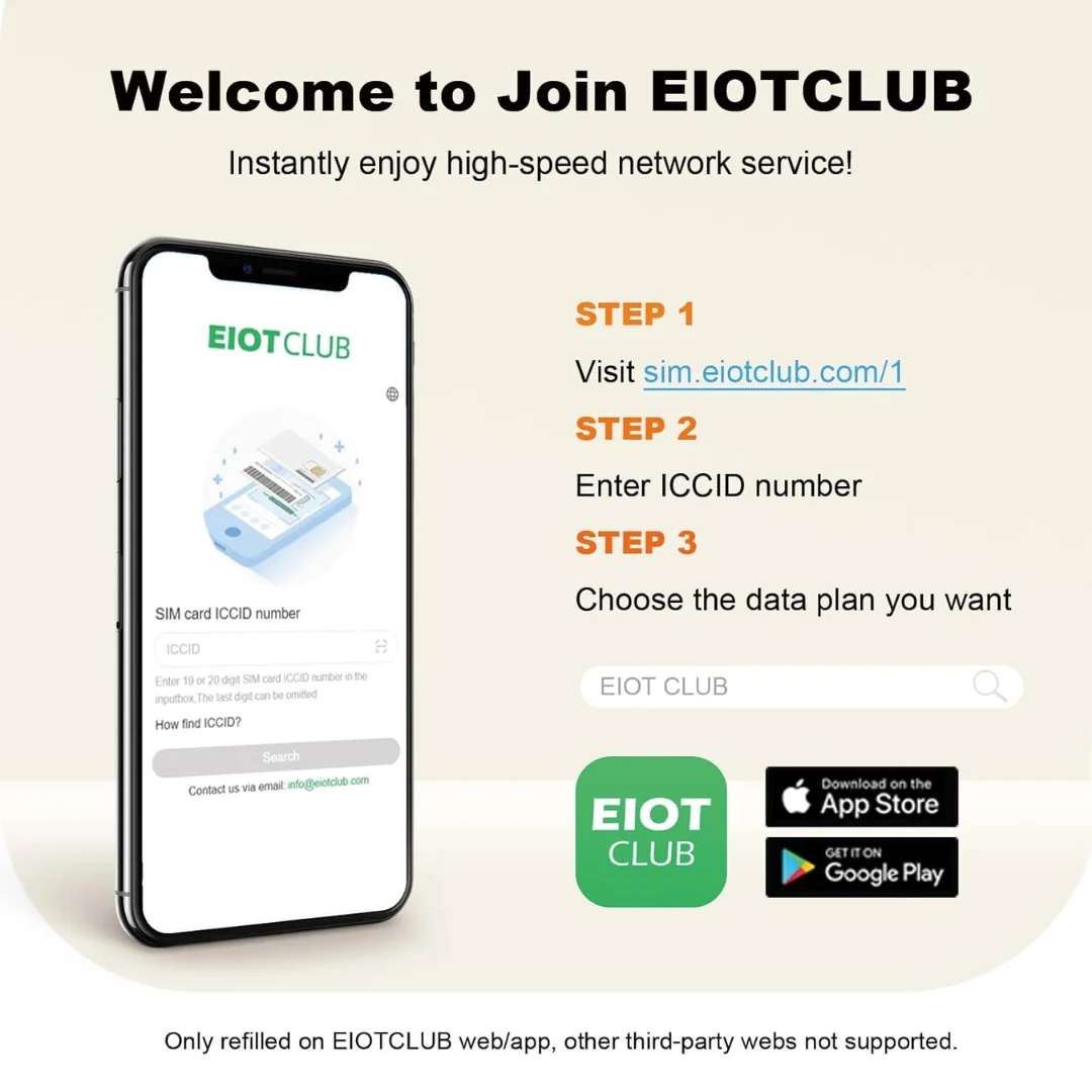 EIOTCLUB USA 선불 SIM 카드 - 300MB 30일, AT&T 및 T-Mobile 네트워크 지원, 고속 5G/4G LTE  적용 범위, 데이터 전용 SIM-Freehip.co.kr