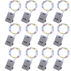 LED Fairy Lights with 3 Lighting Modes - Silvery Wire, Battery Powered, Set of 12 (Multicolor)