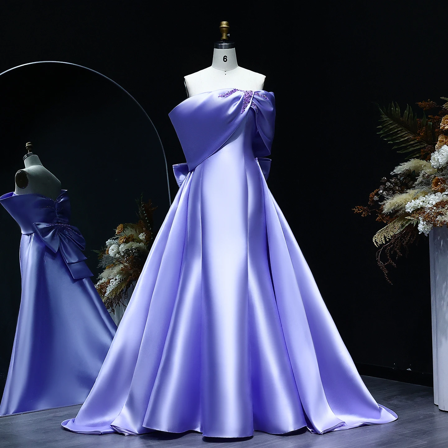 Sharon Said Elegant Off the Shoulder Lilac Satin Evening Dress for Arabic  Women Wedding Formal Party Gowns Customized SS400 - AliExpress