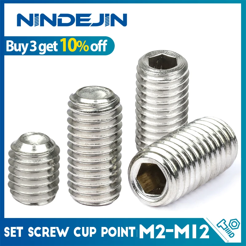 Stainless Steel Metric M2 X 3mm Socket Head Set Screws Cup Point pack of 10 
