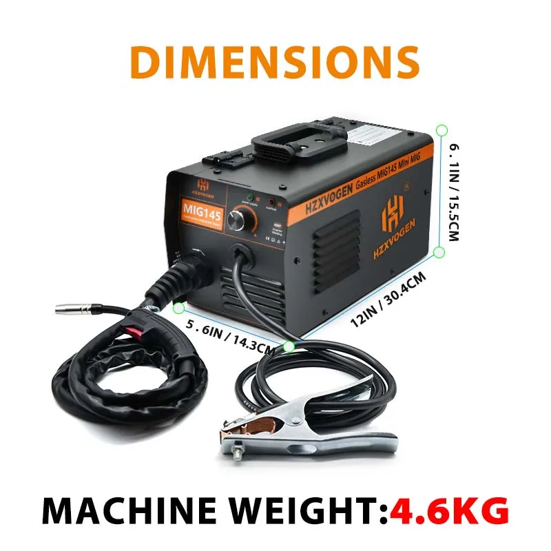 HZXVOGEN MIG145 Non Gas Semi-automatic Welding Machine 110V/220V Inverter IGBT For Gas Free Home Portable MIG welder welding welders