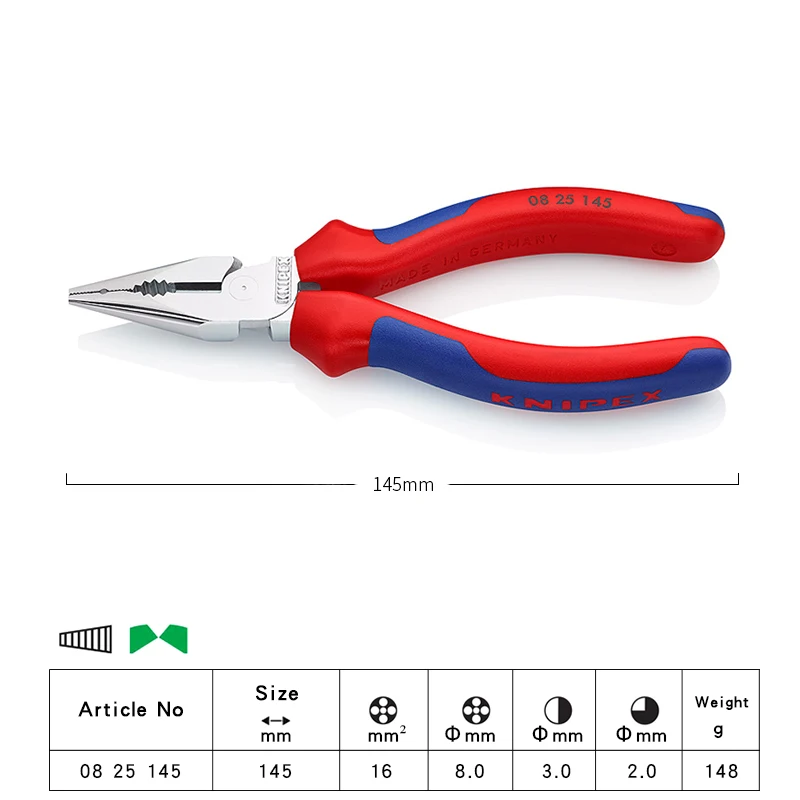 KNIPEX Needle Nose Combination Pliers with Soft Handle NO.0822145 -  AliExpress