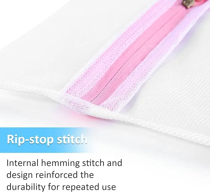 7-piece mesh laundry bag set with zippers. Protects delicates like bras, lingerie, and hosiery. Ideal for travel or home use. 3