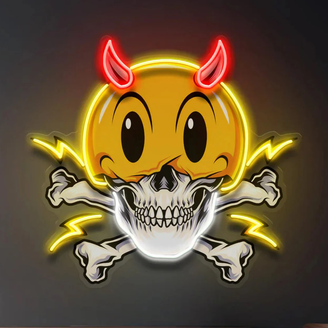 

Big Eyes Skull Neon Sign UV Print Funny Skull Neon Bar Decor Game Room Art Wall Decor Unique Aesthetics Room Decor Halloween