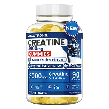 Vitastrong Creatine Monohydrated 3000mg – 90 Gommotti Vegan per Prestazioni Muscolari, Forza, Resistenza e Recupero, Senza Saccarosio, Glutine o OGM