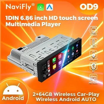 Navifly 2G + 32g universal 1 Din Android 6.86 pulgadas de pantalla táctil inalámbrica de alta definición radio a bordo reproductor de vídeo multimedia de radio a bordo GPS FM sistema inteligente 1