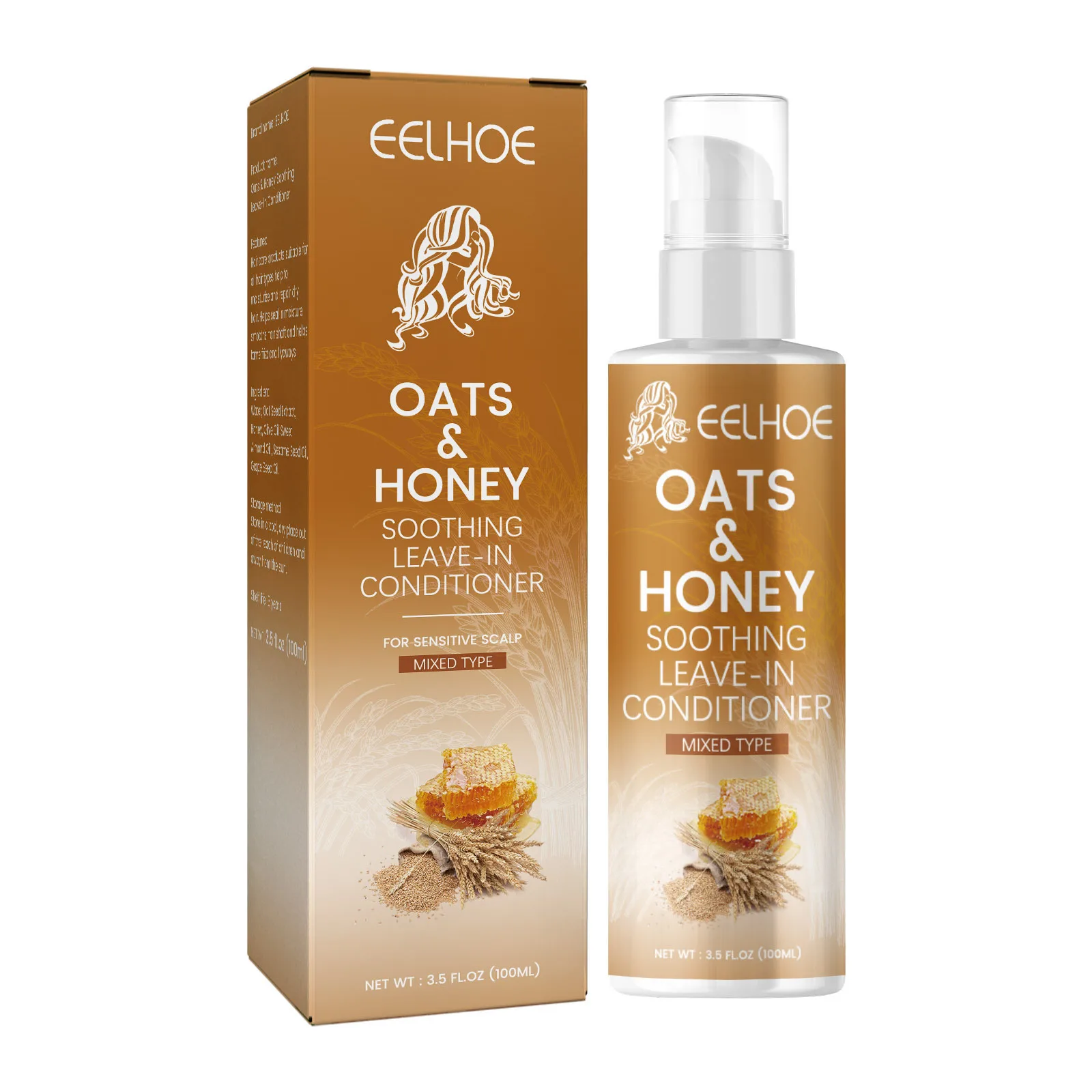 EELHOE Hair Conditioner Repair Damaged Hair Smoothing Oil No Wash Treatment Leave in Conditioner Honey Care Products 100ml hair conditioner