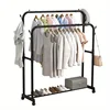 Double-Layer Clothes Drying Rack with Shoe Storage Shelf–Organizer Shelf,Floor Standing Design for Bedroom,Balcony,or Bathroom 2