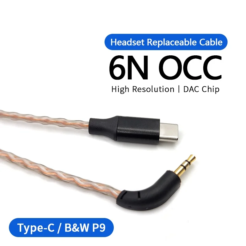 6N USBC TYPEC Audio Cable For B&W Bowers & Wilkins P9 Signature headphones