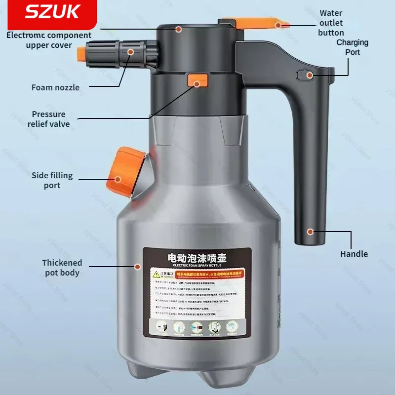 SZUK 2L Professional Electric Foam Sprayer Motorized Handheld Snow Foam Cannon Car Wash Sprayer for Car Wash Car Accessories 6