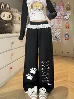 Black Cargo Plaid Pants Women Casual Punk Pants Gothic Pencil Harajuku Cool Trousers Fashion Hip Hop Loose Girl Pants Femme