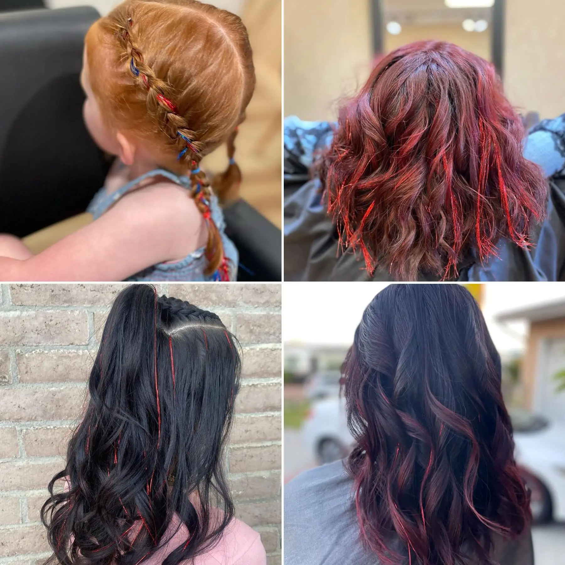 Tinsel Kit with Tools Fairy Hair Tinsel Heat Resistant Sparkling Shiny Hair Extensions Colorful strands Kit