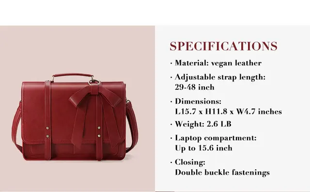 Borsa Lavoro Donna ECOSUSI In Pelle PU - Per PC 15,6", 3 Scomparti, Elegante E Capiente - 42x13x30 Cm