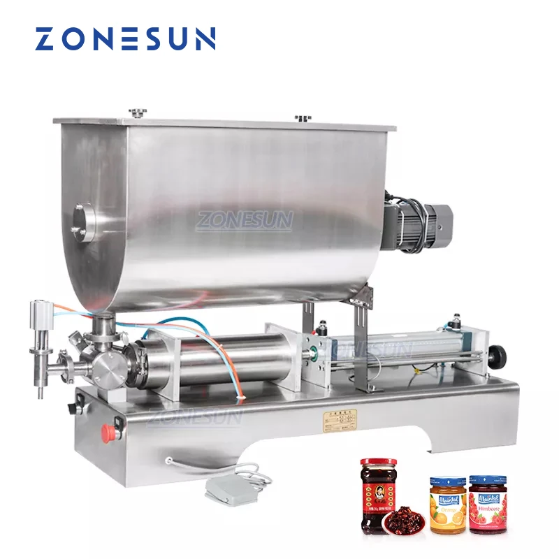 ZONESUN Mixing Filling Machine Chili Sauce Convenient Filling Machine Pneumatic Slurry Sauce Quantitative Food Beverage Machine