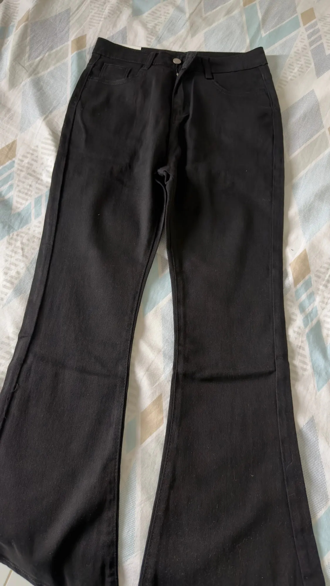 2025 Girls Concise Ins High Waist Flared Jeans Female Stretchy Bootcut Denim Pants Women Solid Color Thin Bell Bottoms Trousers photo review