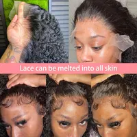 Perruques Lace Front 13x4 en cheveux humains, styles Kinky Curly, Jerry Curly et bouclés, avec dentelle transparente 4