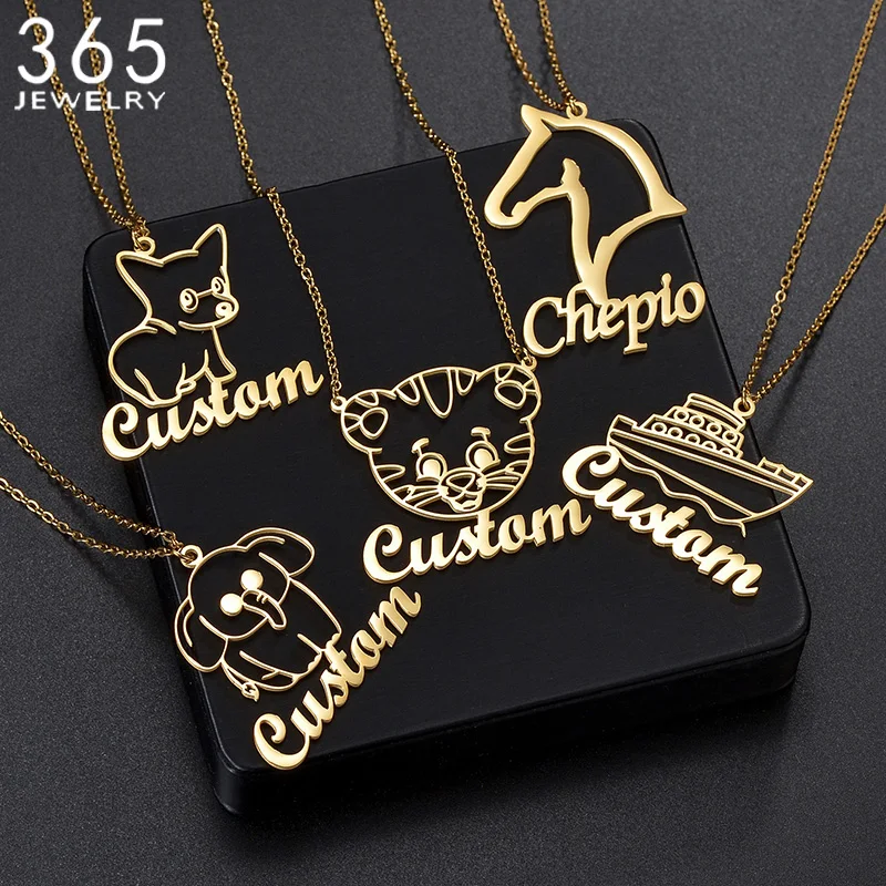 Custom Name Necklace Cartoon Shape For Boy Girl Cute Personalized Jewelry Stainless Steel Not Allergic Kid Christmas Gifts