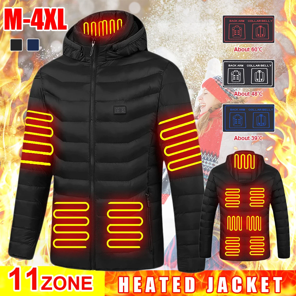 2022 Electric Heating Jackets USB Charging 11-zone Dual-control Heating Cotton Coat for Men Women Winter Outdoor Skiing Camping