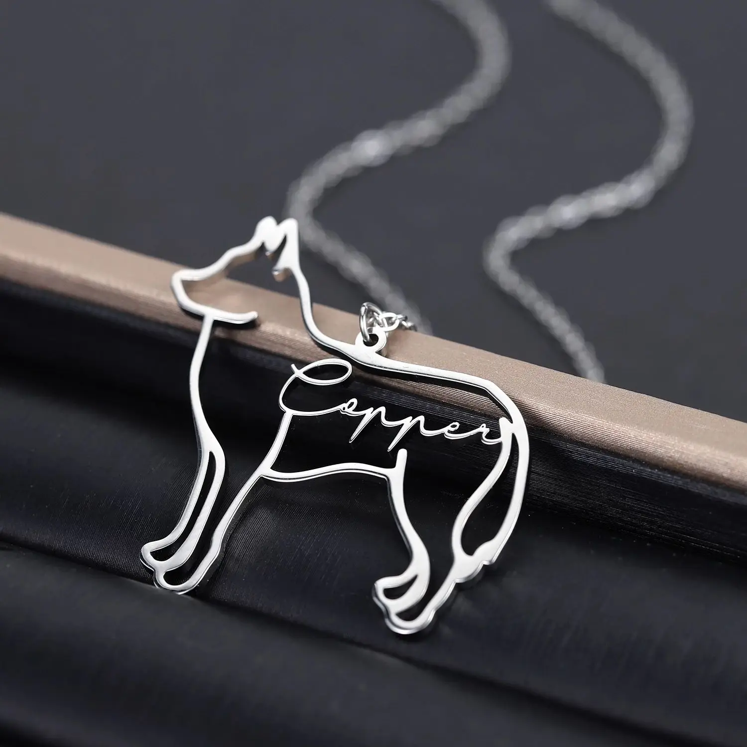 

Custom Dog Necklace With Name Personalized Jewelry For Women Animal Pet Lovers Memorial Gift Dog Breed Silhouette Nameplate