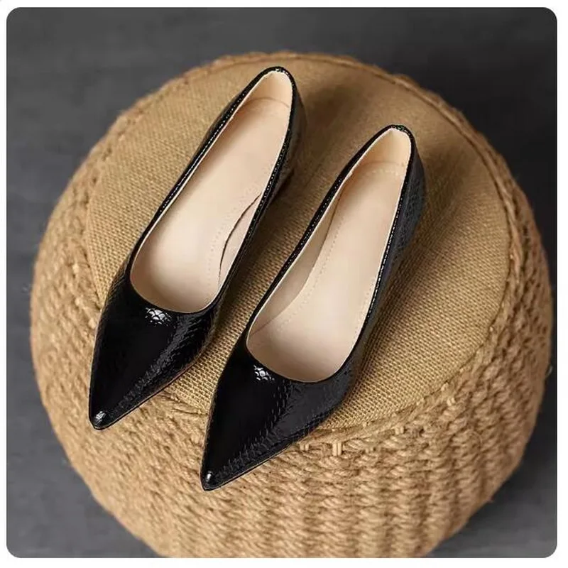 

Women Shoes Square Heel Women Pointed Toe Pumps Fashion Blue High Heels Flock Leather Black Party Shoes Plus Big size 42 43