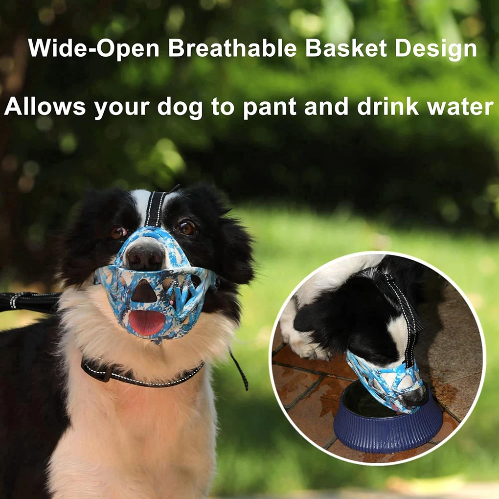 Pet dog basket muzzles upgraded soft breathable cage muzzle adjustable dog mouth guard anti-bark biting for small large dogs dog muzzle